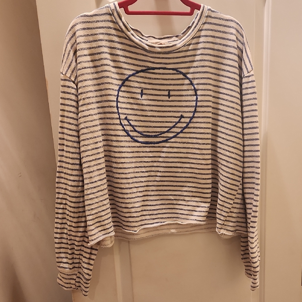 By Together Large Blue and White Striped Sweater